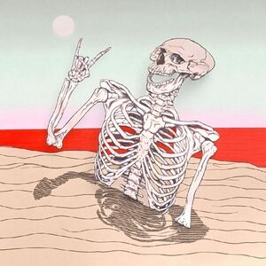 Skeleton Art Print with Red and Beige Tones